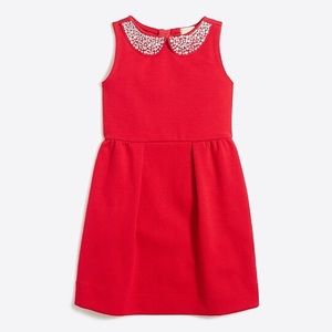 JCrew Girls' jeweled-collar ponte dress sz 4 red